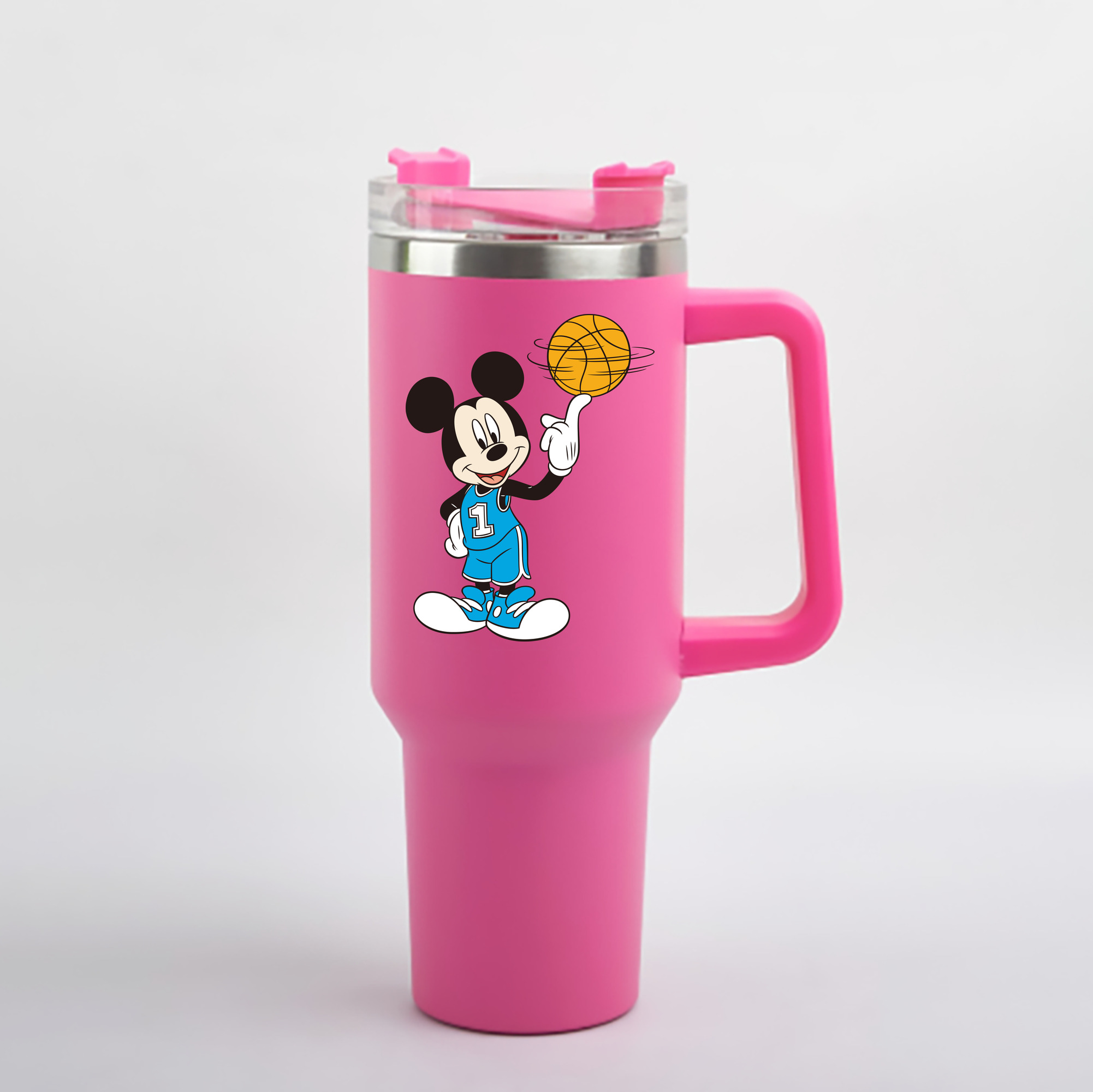 （画像用） ミッキーマウス Mickey Mouse 1200mL車用タンブラー - クリスタルステッカー（プラスチックストロー付き）